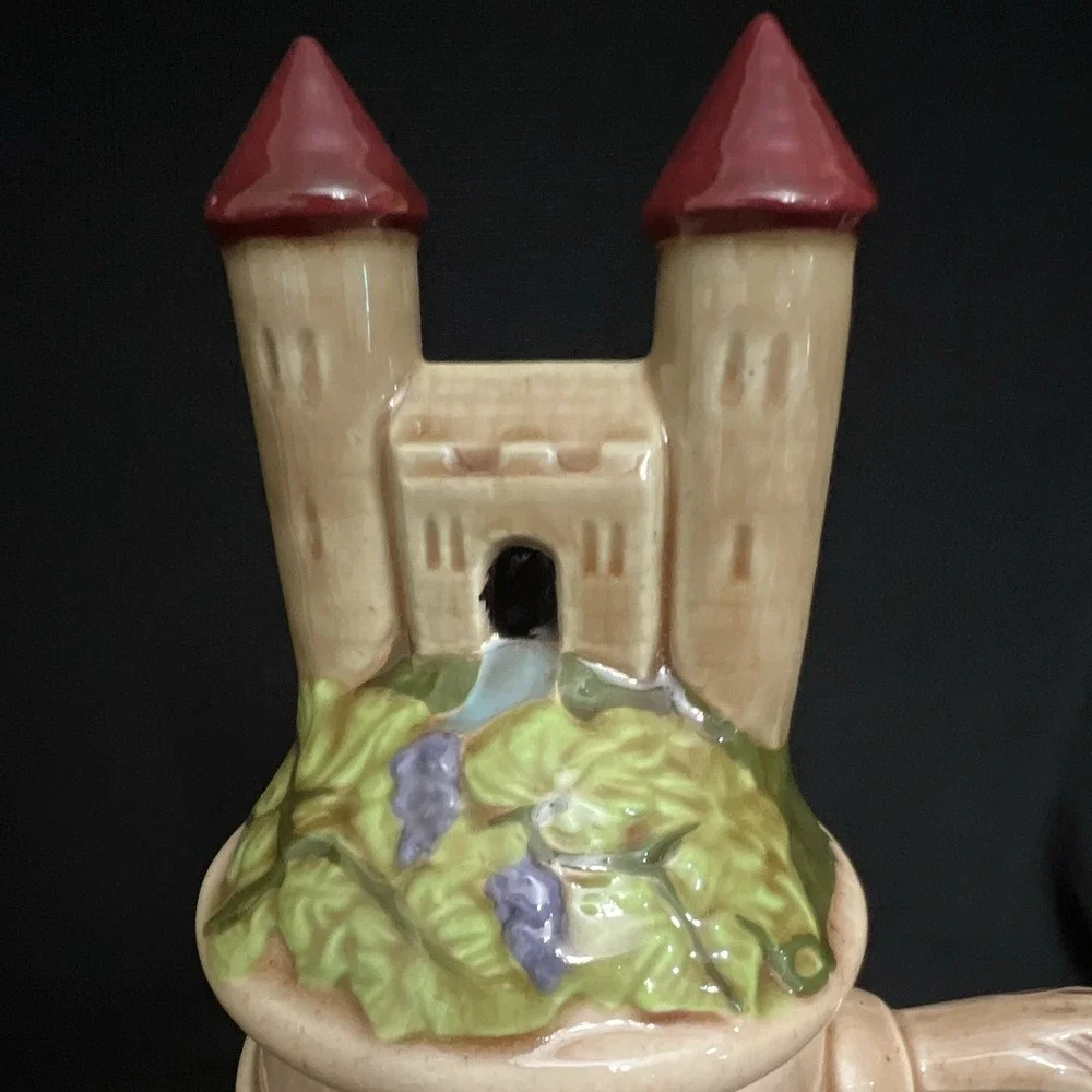 Vintage Judy Baker 1975 Breweriana Beer Stein with Figural Castle Lid Grapevine